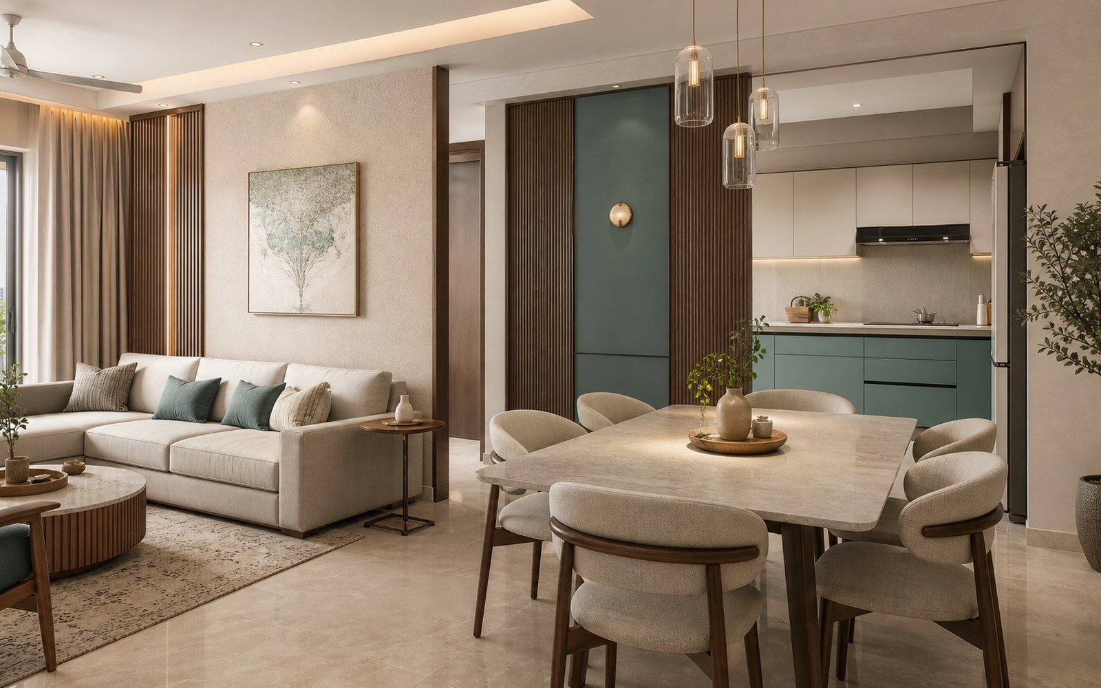 Sunlit Living Room in Ivory